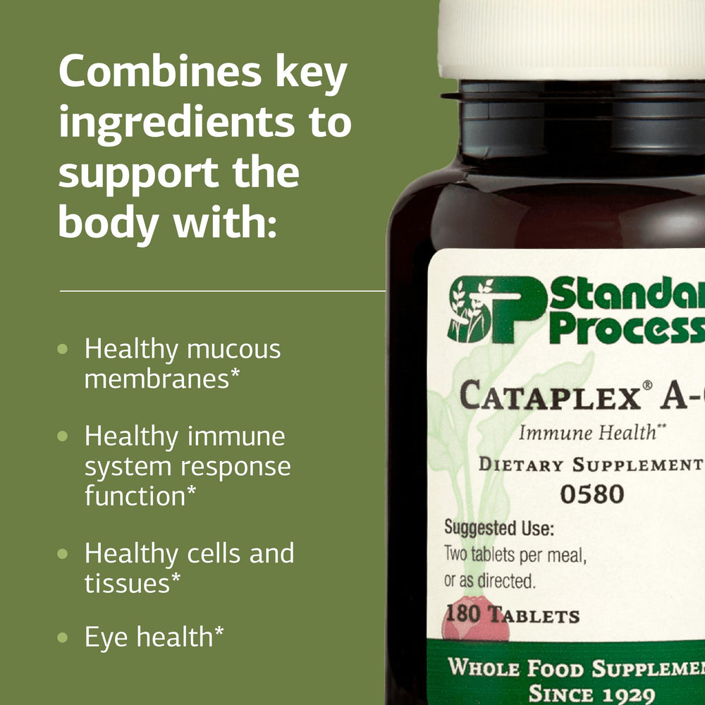 Standard Process Cataplex A-C ingredients panel with Echinacea and vitamins