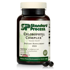Standard Process Chlorophyll Complex bottle with capsules for detox support