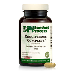 Standard Process Cruciferous Complete bottle for daily liver-support supplementation.