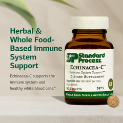 Standard Process Echinacea-C 90-tablet pack shows compact immune supplement.