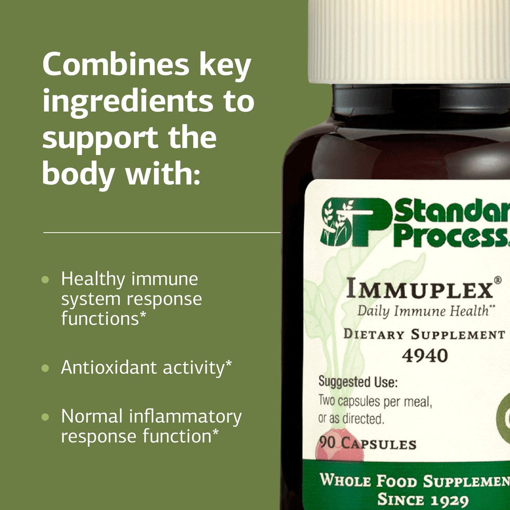 Standard Process Immuplex box showing daily dose guidance.