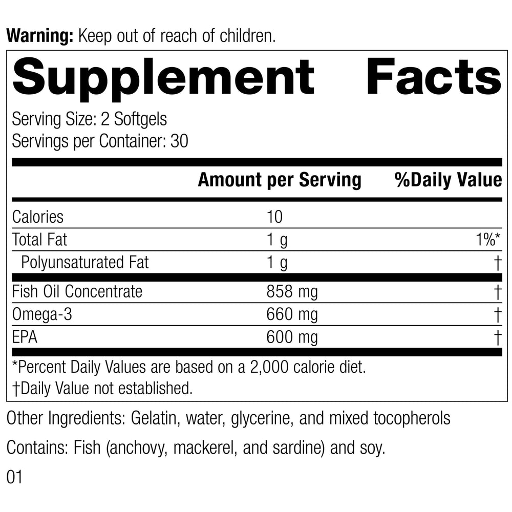 Olprima EPA softgels being poured, highlighting convenient daily omega-3 intake.