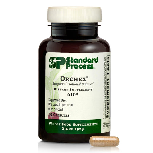 Standard Process Orchex bottle front showing nerve-support formula for balance