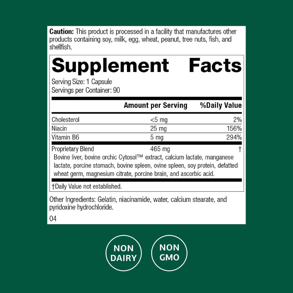 Closeup of Standard Process Orchex capsules highlighting daily nerve care
