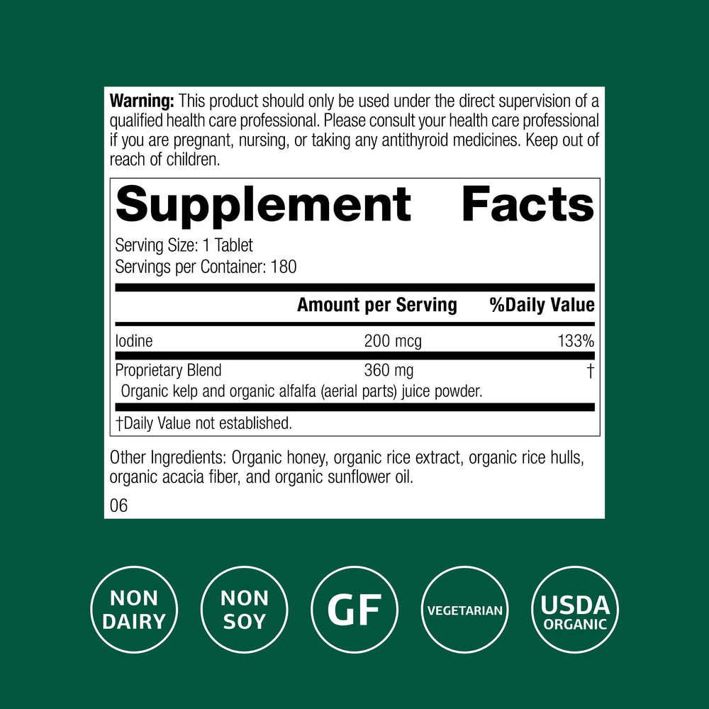 Standard Process Organically Bound Minerals alfalfa-iodine source highlights a whole food iodine option.