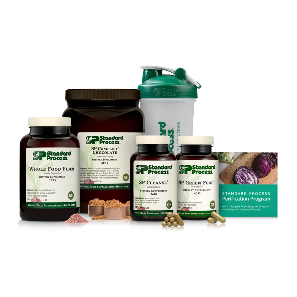 Standard Process Purification Kit bottle with SP Complete Chocolate for daily program support