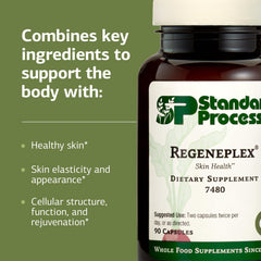 Standard Process Regeneplex bottle on counter suggesting daily skin routine
