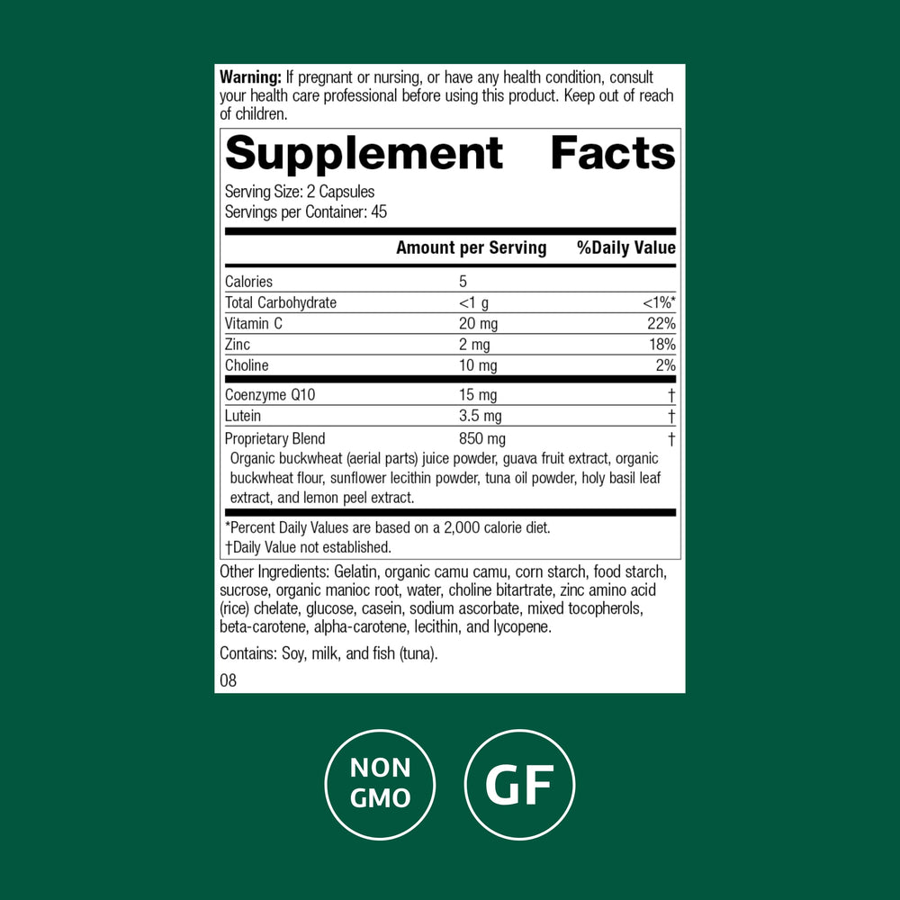 Standard Process Regeneplex label close-up highlighting vitamin C and zinc