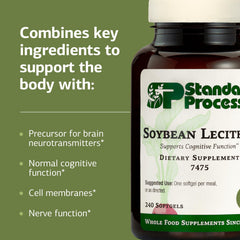 Standard Process Soybean Lecithin label displaying gluten-free, whole food-based formula