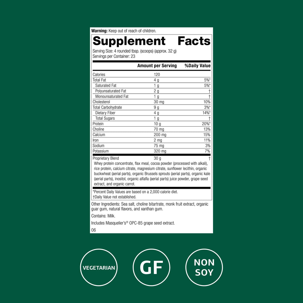 Standard Process SP Complete powder being scooped; convenient protein boost for shakes.