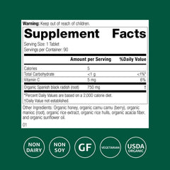 Standard Process Spanish Black Radish tablets arranged for daily digestion support.