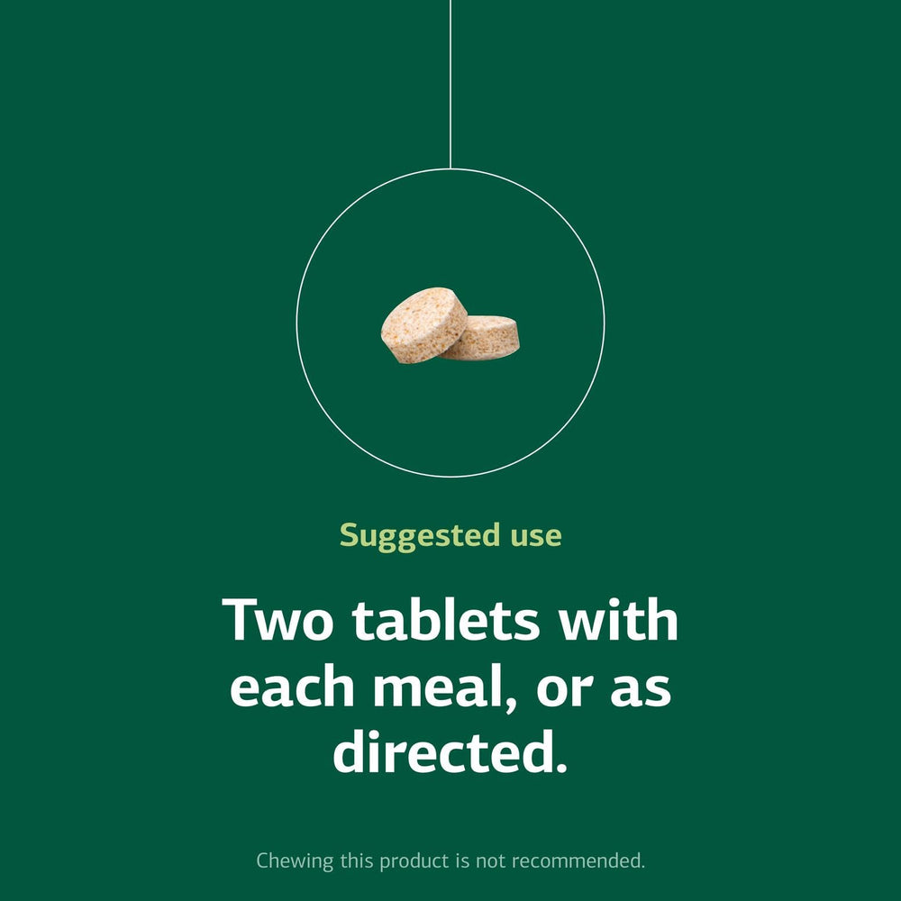 Standard Process Inc. Zypan dosing scene with two tablets per meal for digestive support.