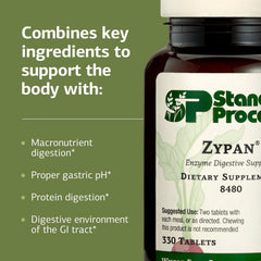 Standard Process Inc. Zypan label view notes gluten-free and dairy-free formulation.
