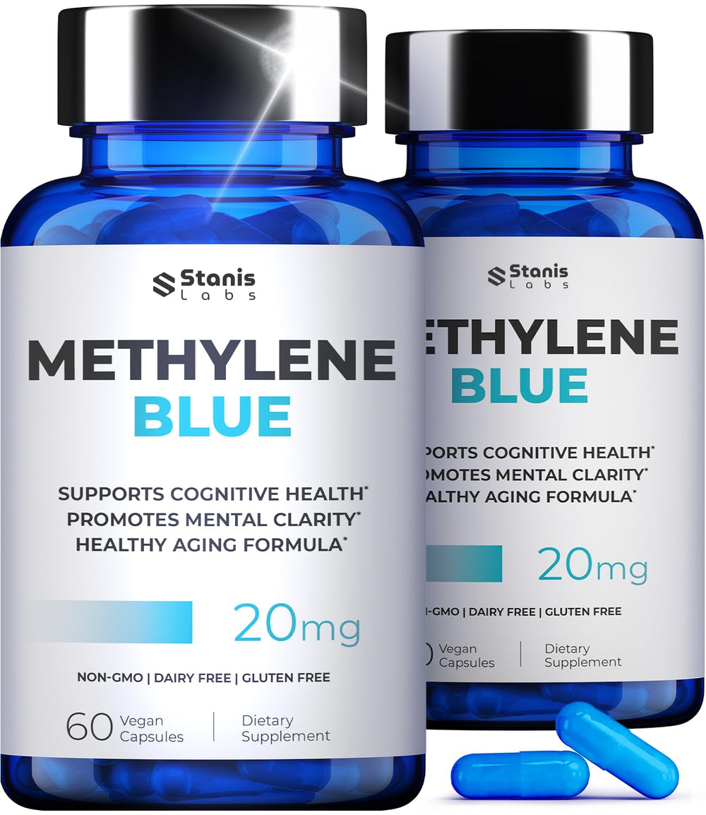 Stanis Labs Ultimate Methylene Blue bottle with premium capsules for laser-like focus
