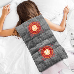 STARBEDIA weighted heating pad shows waffle texture and massager for tense shoulders.