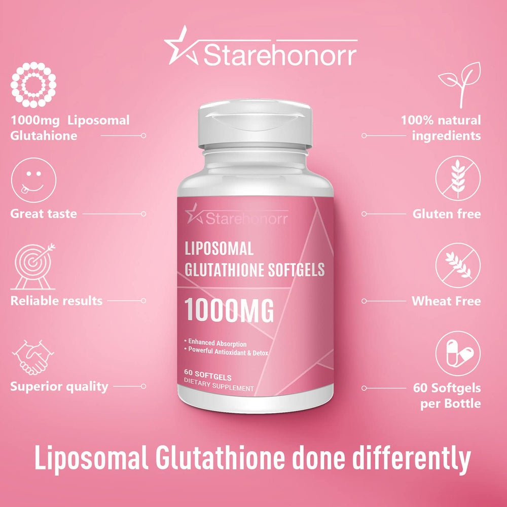 Starehonorr Liposomal Glutathione Softgels cap closeup conveys purity.