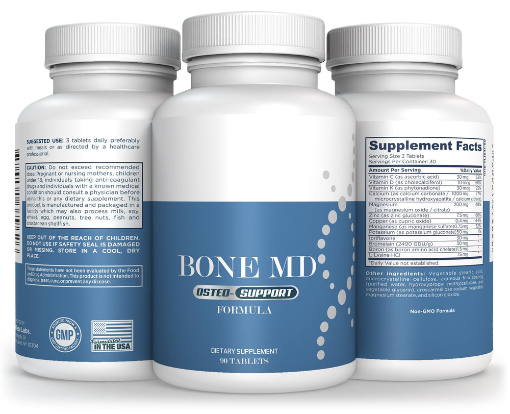 StarPass Labs Bone MD label back detailing ingredients and calcium support