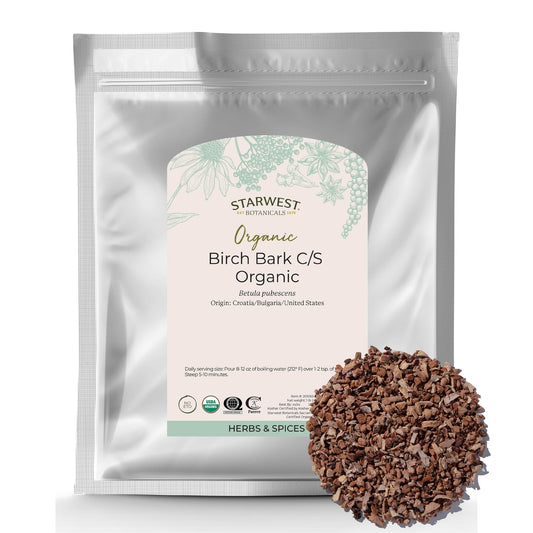 Starwest Birch Bark bag ready for organic tea and herbal blends.