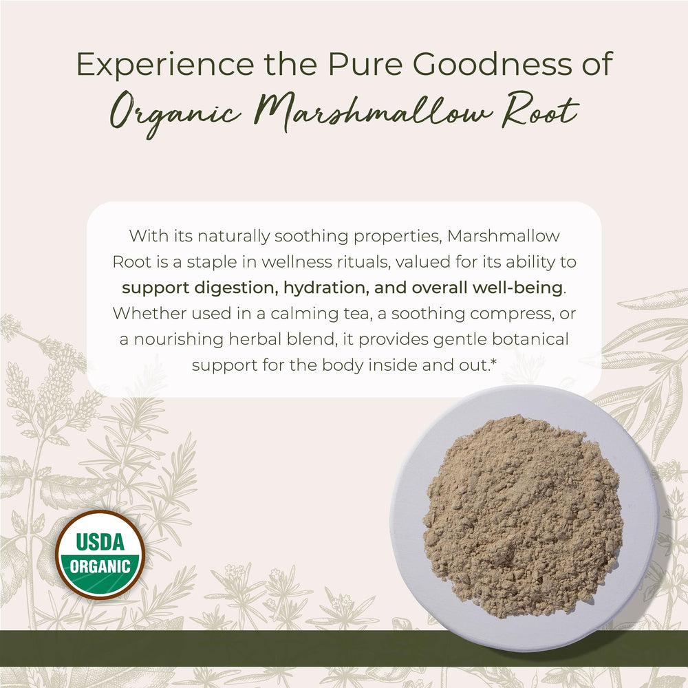 Starwest Botanicals marshmallow root powder measuring scoop for precise dosing.