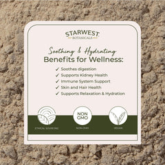 Starwest Botanicals marshmallow root powder in cup for tea blend.