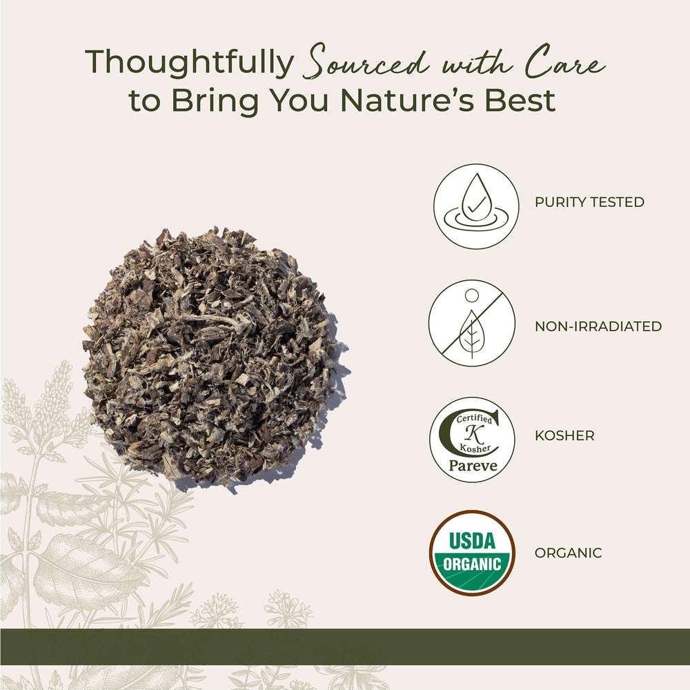Marshmallow root tea infusion in a cup with steam