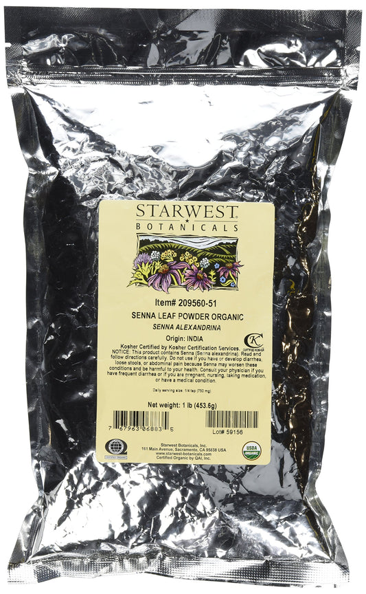 Starwest Botanicals Organic Senna Leaf Powder package for culinary use