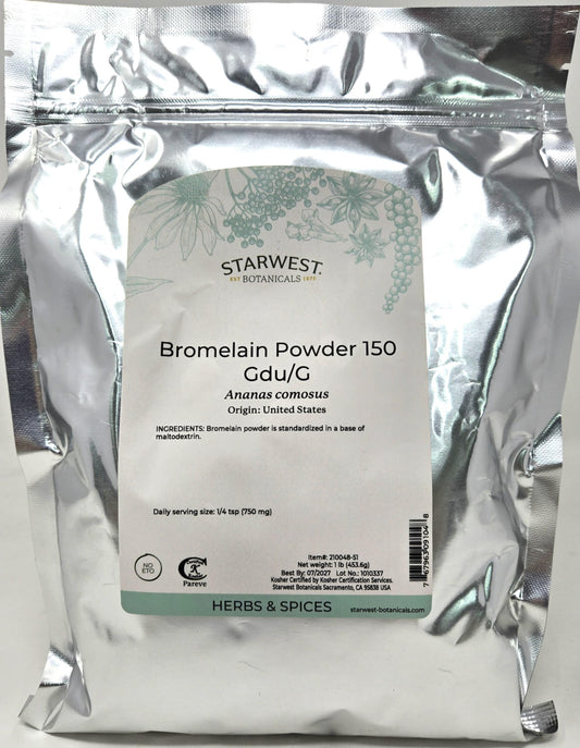 Starwest Bromelain Powder bottle illustrating convenient supplement for gentle digestive support