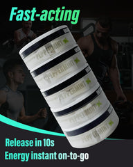Statera Energy Pouches label notes 80mg caffeine per pouch for focused moments.