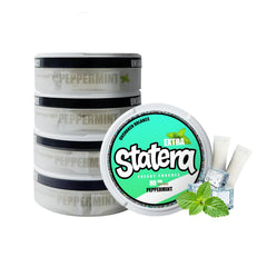 Statera Energy Pouches can front view offers quick peppermint energy on the go.