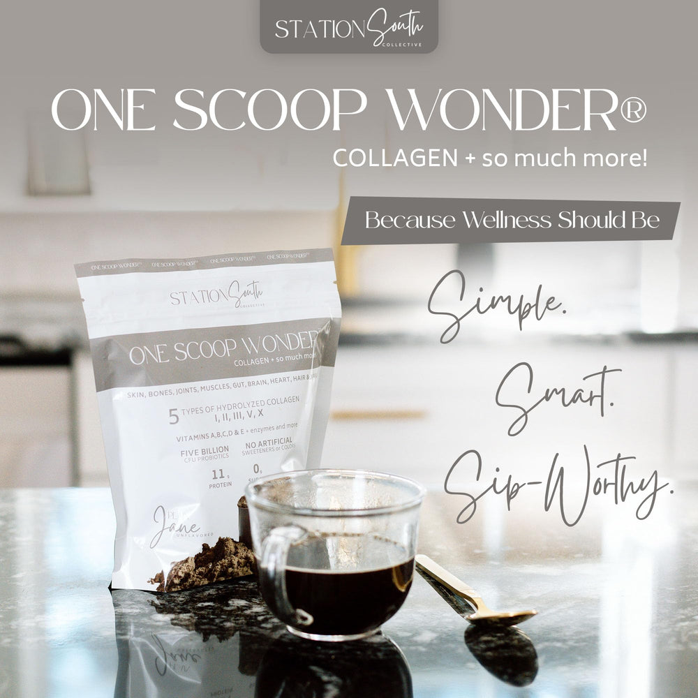 Station South Collective collagen powder ready for shake, smoothie, or mug.