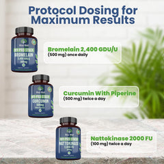 Stay-Well Naturals Natto-derived nattokinase image emphasizes heart health and protein breakdown.