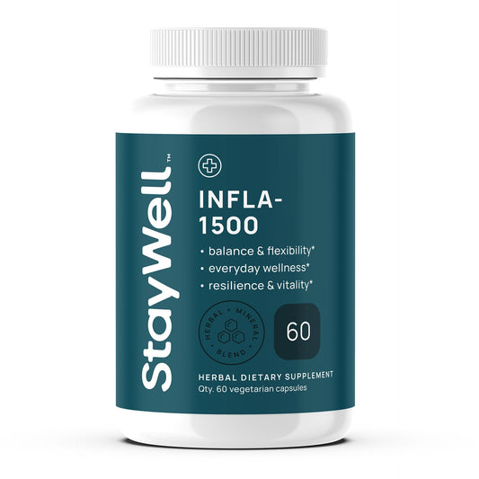 Stay-Well Naturals Infla-1500 turmeric capsules support comfortable movement after activity