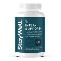 Stay-Well Naturals Infla-Support bottle for daily balance.