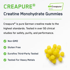SteelFit Creapure Gummies chewy close-up shows texture for easy daily fueling.