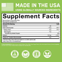 SteelFit Creapure Lemon Lime gummy ready to snack for pre-workout energy.
