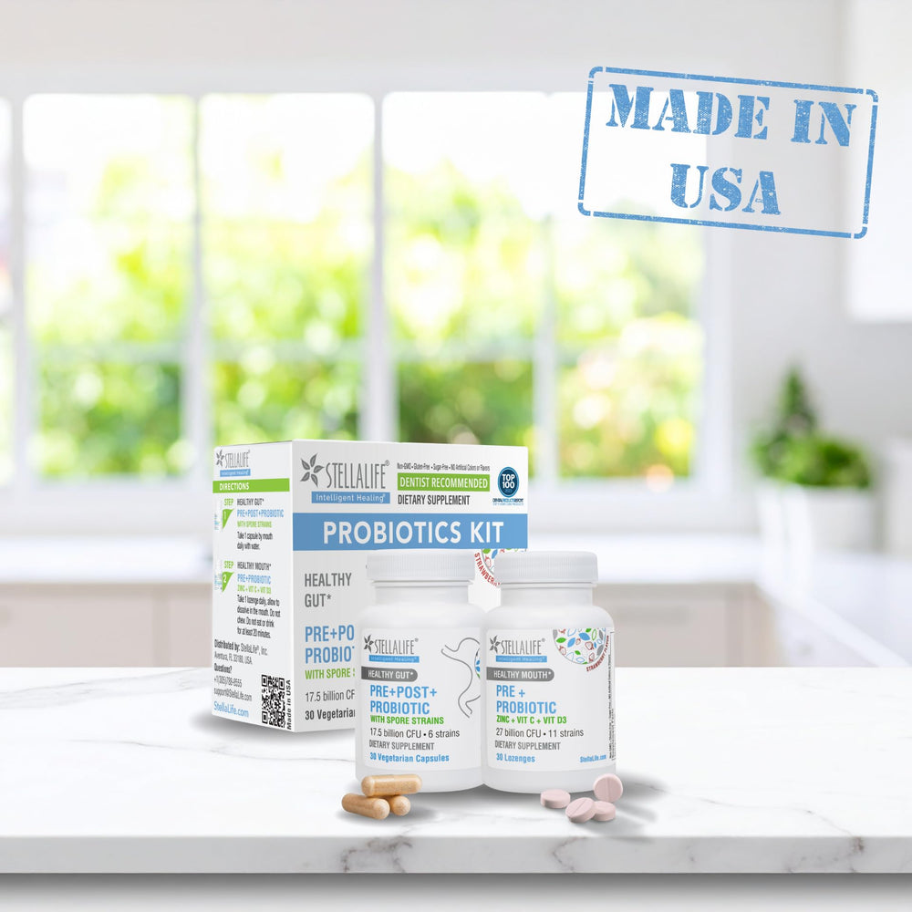 StellaLife Probiotics 30-day kit demonstrates complete digestive and dental care
