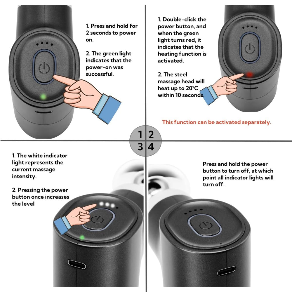 Stellamist Mini Massage Gun in hand, portable for workouts and commutes.