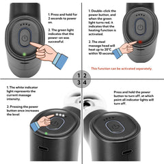 Stellamist Mini Massage Gun in hand, portable for workouts and commutes.