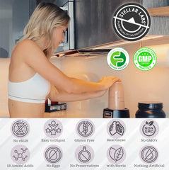 Stellar Labs closeup ingredients highlights premium whey isolate and BCAAs