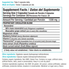 Stemtech StemFlo capsules close-up highlighting trans-resveratrol and curcumin for antioxidant-rich blend