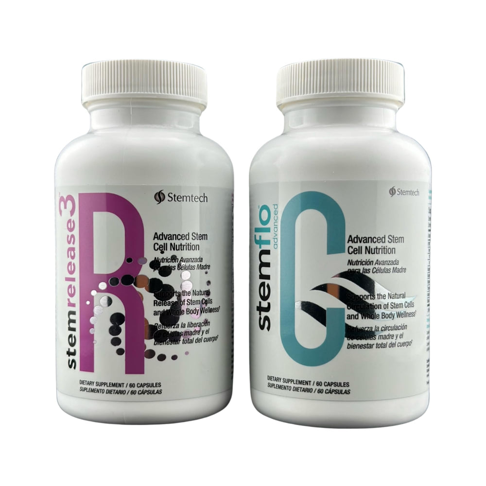 StemTech StemRelease3 StemFlo combo packaging front view for daily wellness support.