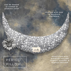 Stillnus Crescent Moon Pillow front view shows breathable cotton and weighted feel for comfort.