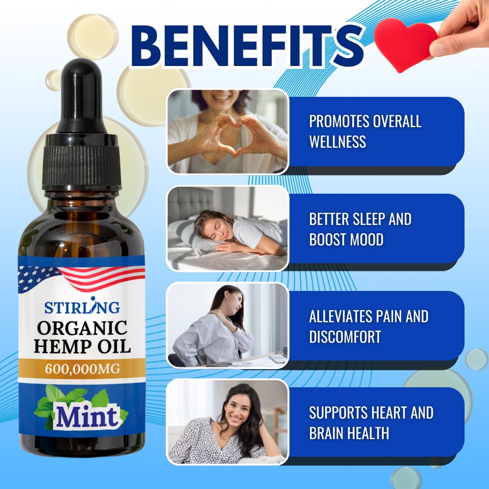 STIRLING Hemp Oil mint flavor drops for easy beverage mixing