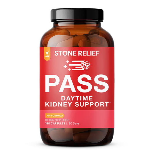 Stone Relief Daytime kidney support bottle with capsules for daytime urinary comfort.