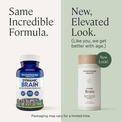 Stonehenge Health Dynamic Brain bottle side with non-GMO and USA manufacturing notes