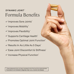 Stonehenge Health Dynamic Joint Health capsules in hand for easy daily use.