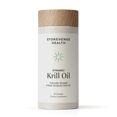 Stonehenge Dynamic Krill Oil 1600mg bottle; triple strength omega-3 for heart health