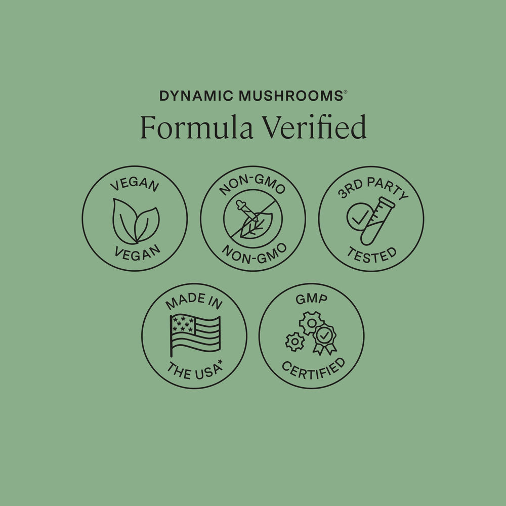 Stonehenge Health Dynamic Mushrooms USA manufacturing emblem signals quality