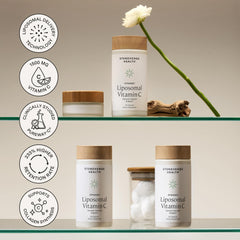 Stonehenge Health Dynamic Liposomal Vitamin C ingredients panel featuring PureWayC and sunflower lecithin