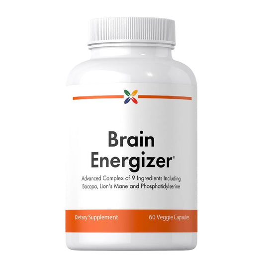 Stop Aging Now Brain Energizer bottle with capsules for daily cognitive support